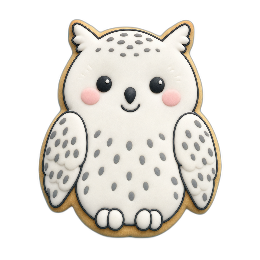 Snowy Owl cookie cutter, 3D-printed in pink PLA