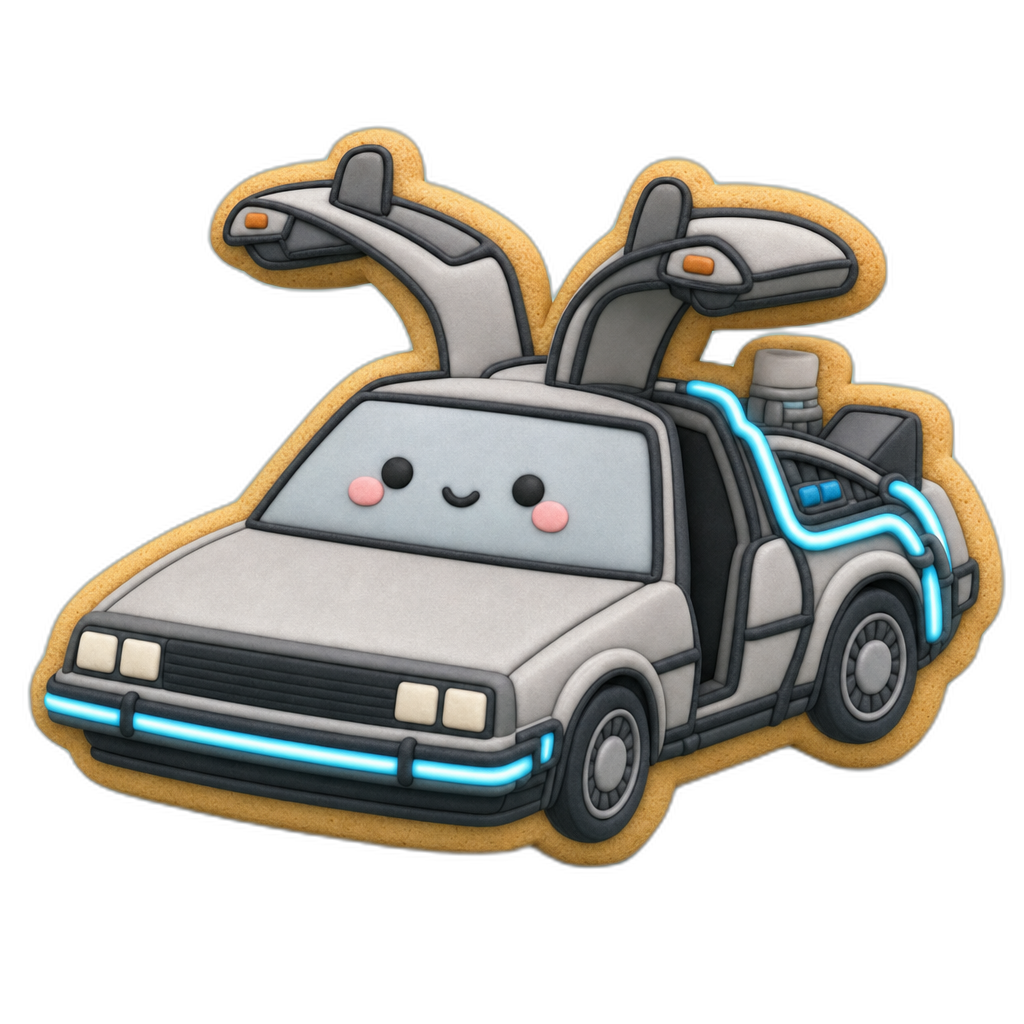 Time Machine Car cookie cutter, 3D-printed in pink PLA
