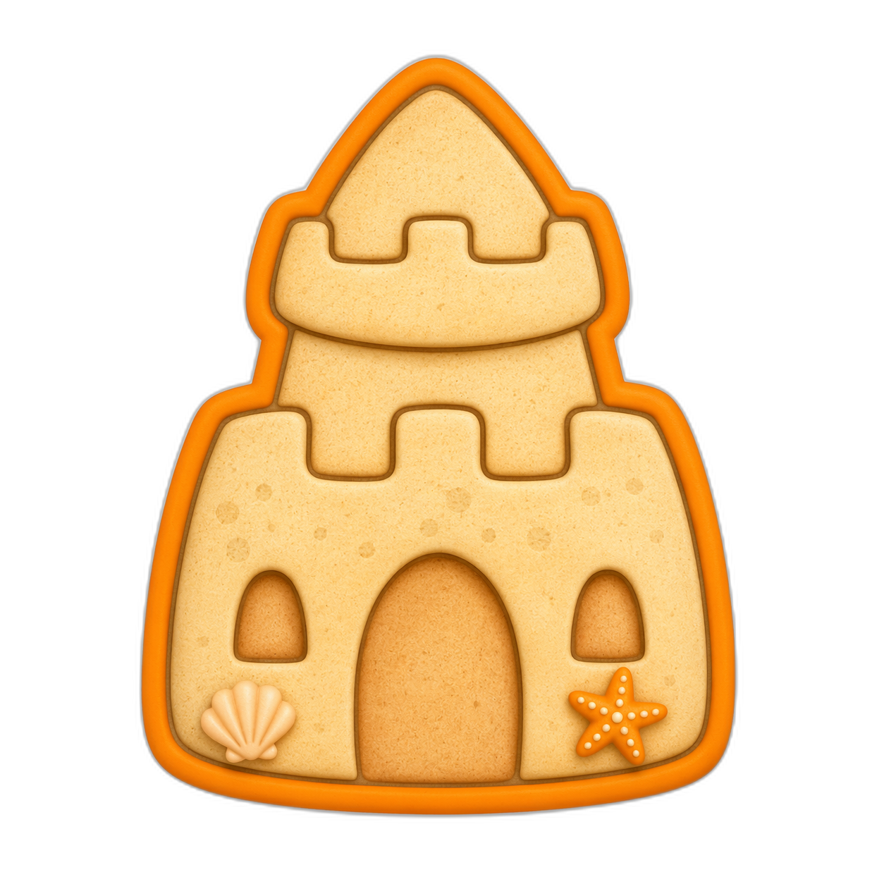 Sand Castle cookie cutter, 3D-printed in pink PLA
