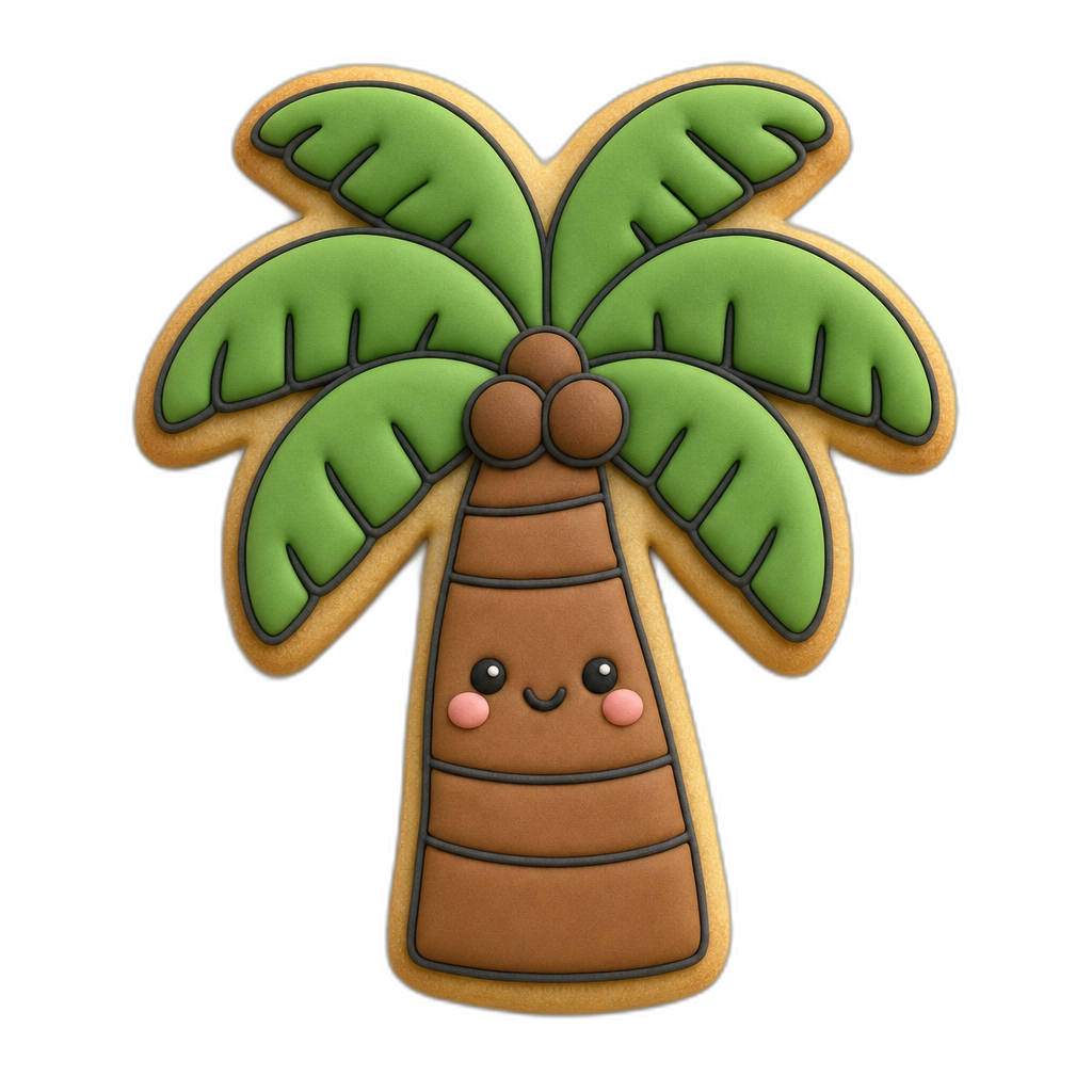 Palm Tree cookie cutter, 3D-printed in pink PLA