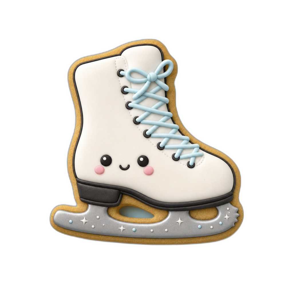 Ice Skate cookie cutter, 3D-printed in pink PLA