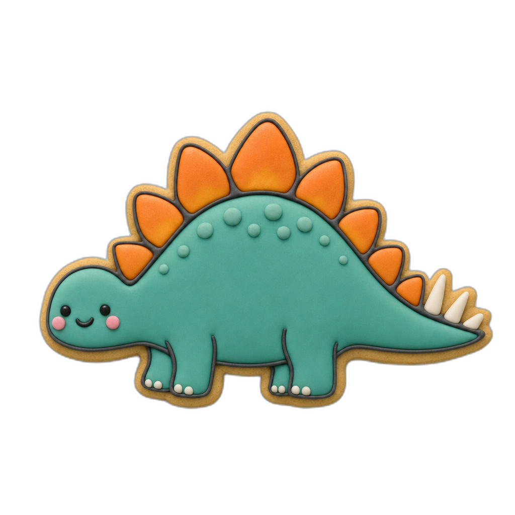Stegosaurus cookie cutter, 3D-printed in pink PLA
