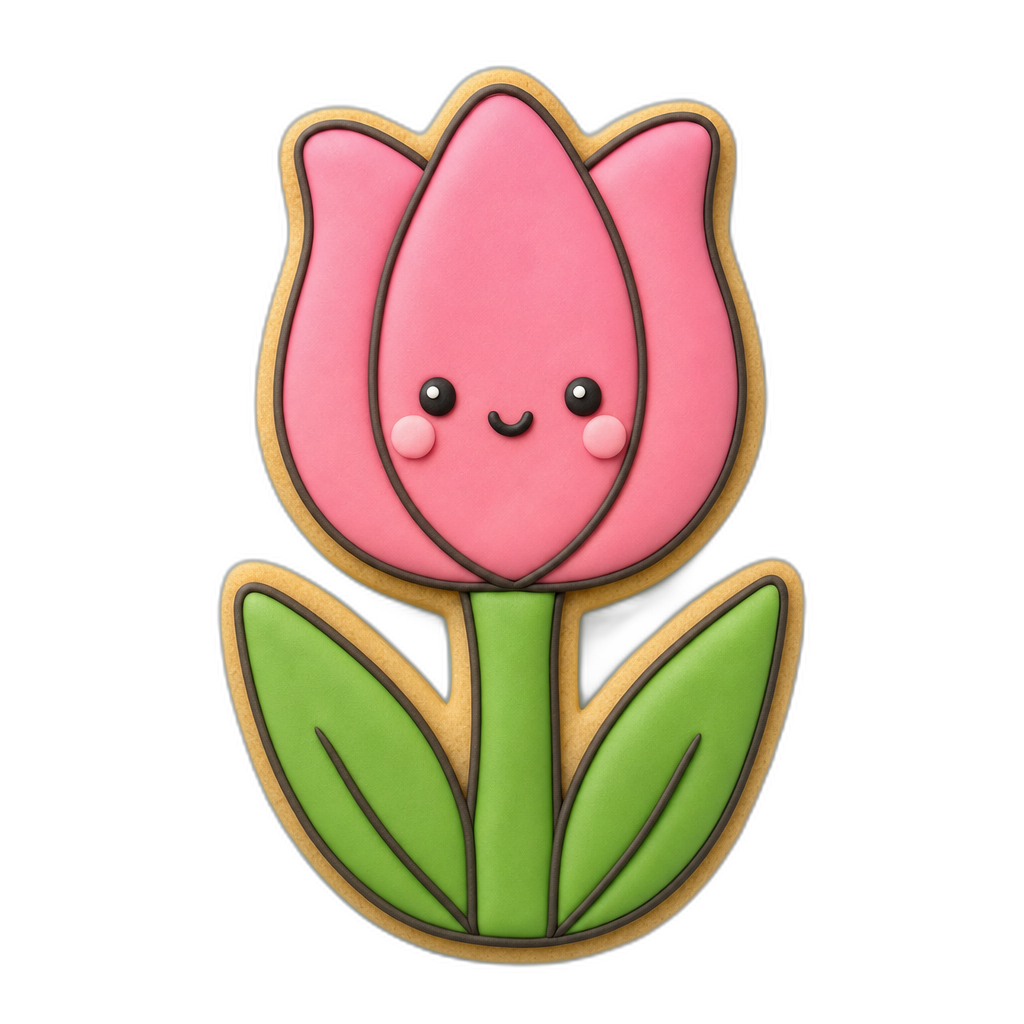 Spring Tulip cookie cutter, 3D-printed in pink PLA