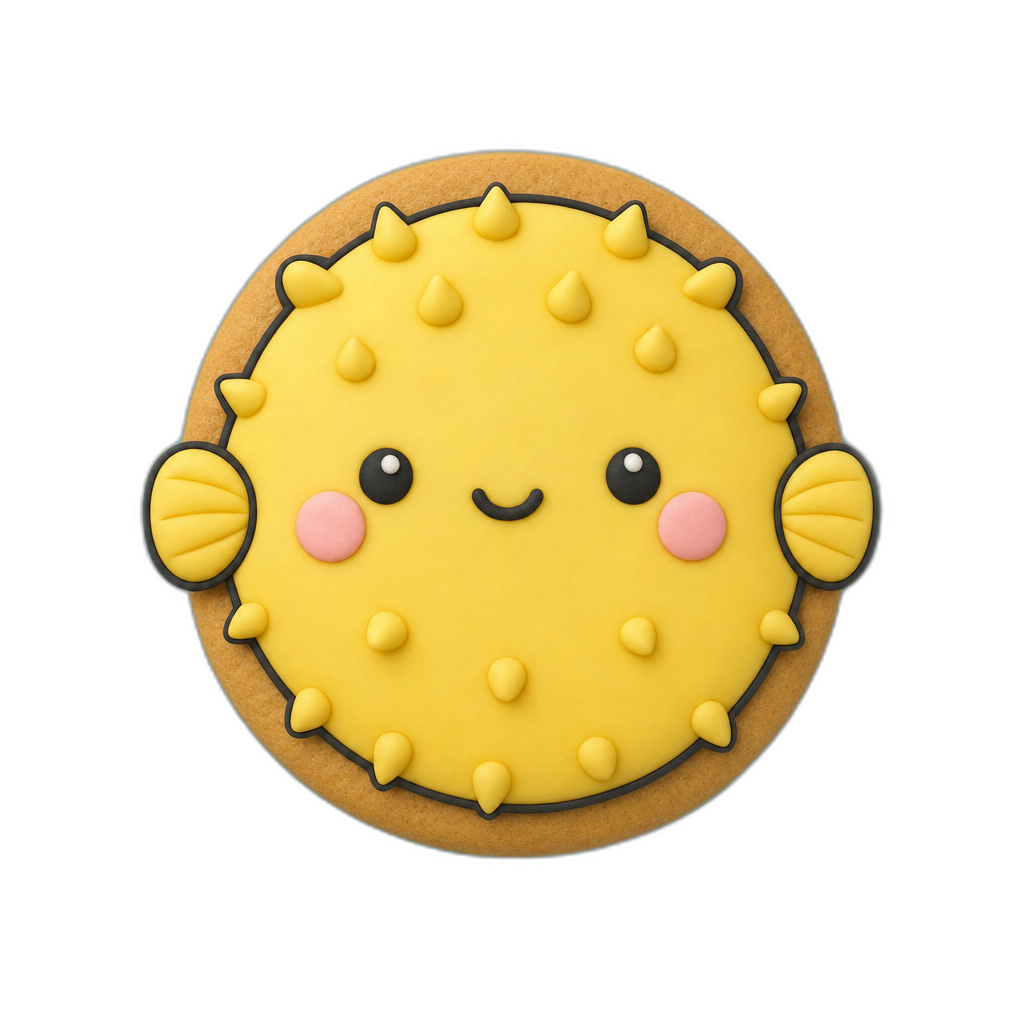 Pufferfish cookie cutter, 3D-printed in pink PLA