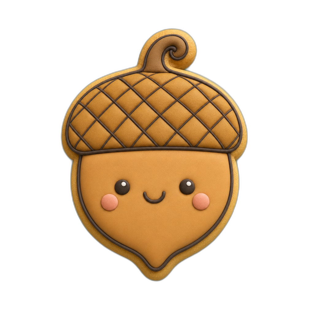 Acorn cookie cutter, 3D-printed in pink PLA