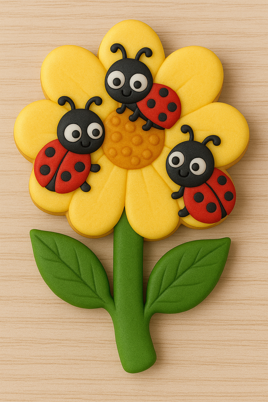 Flower with Lady Bugs Cookie Cutter cookie cutter, 3D-printed in pink PLA
